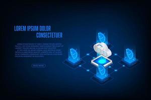 Vector isometric data security system with cioud storage concept.
