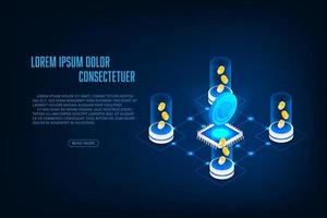 Vector isometric cryptocurrency and trading online concept.