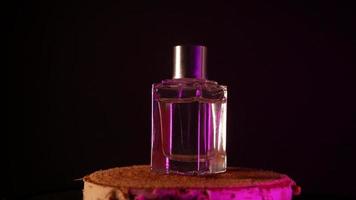 Perfume on wood Transparent perfume bottle video