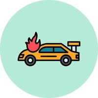 Accident Car In Fire Vector Icon