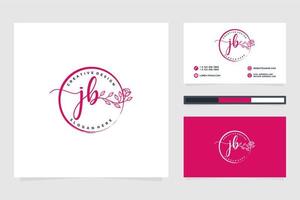 inicial jb femenino logo colecciones y negocio tarjeta templat prima vector