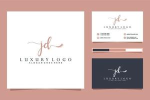 Initial JD Feminine logo collections and business card templat Premium Vector