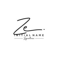 Letter ZE Signature Logo Template Vector