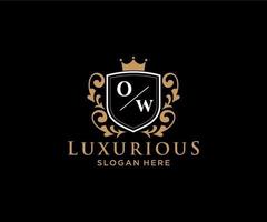 Initial OW Letter Royal Luxury Logo template in vector art for Restaurant, Royalty, Boutique, Cafe, Hotel, Heraldic, Jewelry, Fashion and other vector illustration.