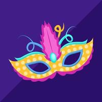 masquarede disfraz dorado mascarilla, carnaval elegante máscara en dibujos animados estilo para vacaciones, vector decorativo objeto para fiestas y festivales