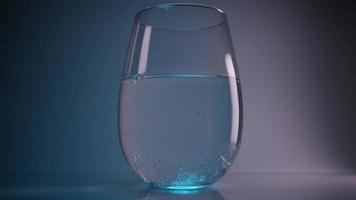 Sparkling water in a glass Neon glow video