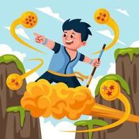 A Brave Kid Riding Magic Cloud vector