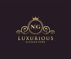 Initial NG Letter Royal Luxury Logo template in vector art for Restaurant, Royalty, Boutique, Cafe, Hotel, Heraldic, Jewelry, Fashion and other vector illustration.