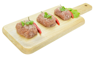 Raw minced pork on cutting board png