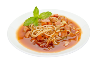 Spaghetti pasta with sausage isolated png