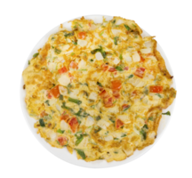 omelet with onion leaves and tomato isolated png