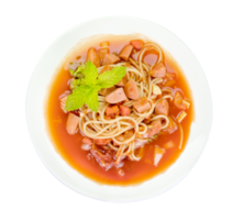 Spaghetti pasta with sausage isolated png