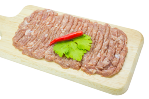 Raw minced pork on cutting board png