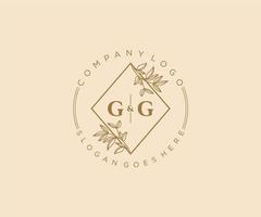 initial GG letters Beautiful floral feminine editable premade monoline logo suitable for spa salon skin hair beauty boutique and cosmetic company. vector