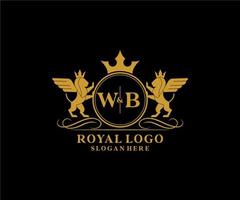 inicial wb letra león real lujo heráldica,cresta logo modelo en vector Arte para restaurante, realeza, boutique, cafetería, hotel, heráldico, joyas, Moda y otro vector ilustración.