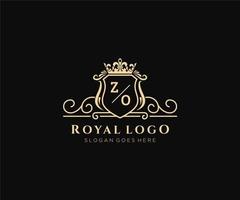Initial ZO Letter Luxurious Brand Logo Template, for Restaurant, Royalty, Boutique, Cafe, Hotel, Heraldic, Jewelry, Fashion and other vector illustration.
