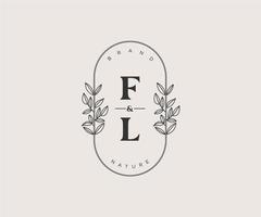 initial FL letters Beautiful floral feminine editable premade monoline logo suitable for spa salon skin hair beauty boutique and cosmetic company. vector