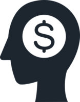 Icon human head with stack of Coin inside, Simple icon in financial business concepts. png