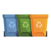 Garbage container icon cartoon vector. Street man cleaner vector