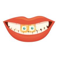 Front tooth gem icon cartoon vector. Care health vector