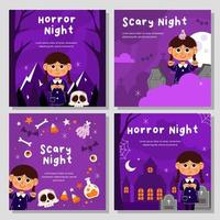 Scary Night Social Media Post Template vector