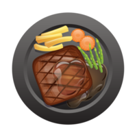 bistec jugoso y sabroso en un plato negro png