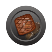 Juicy tasty steak on a black plate png