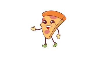 Pizza en retro dibujos animados estilo ilustración vector