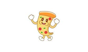 Pizza in retro cartoon style illustration vector