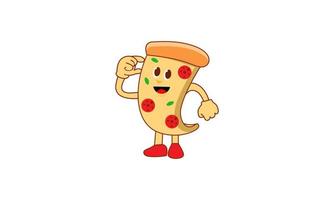 Pizza in retro cartoon style illustration vector