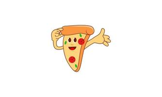 Pizza en retro dibujos animados estilo ilustración vector