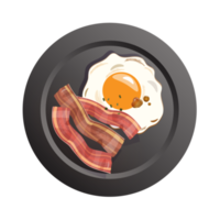 friterad ägg med bacon frukost på tallrik png