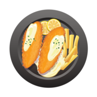 fisk och pommes frites på tallrik png