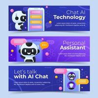 Concept of Chat AI Banner Set vector