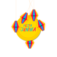 festa junina poster with brazilian elements colorful lanterns and pennants png