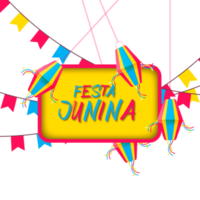 festa Junina affiche avec brésilien éléments coloré lanternes et fanions png