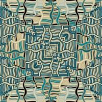 Seamless pattern with abstract wavy lines. Tribal mosaic tile. Textile rapport. vector