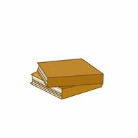 Vector illustration, stack of 2 brown books tilted, isolated white background.