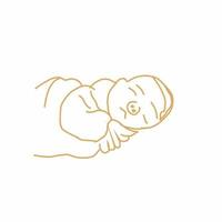 line art, baby with snub nose, pretty sleeping pose. vector