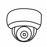 vector ilustración, redondo cctv línea arte, diseño acerca de seguridad tecnología, aislado blanco antecedentes