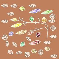 Vector illustration, Leaves in full color, in different seasons, isolated brown background