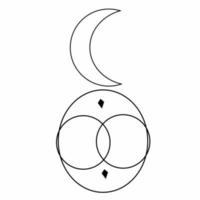 abstract art and image of moon. Line art design vector