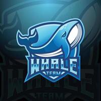 Whale mascot logo design vector with modern illustration concept style for badge, emblem and tshirt printing. modern whale shield logo illustration for sport, gamer, streamer and esport team.