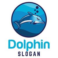 Modern simple minimalist dolphin mascot logo design vector with modern illustration concept style for badge, emblem and tshirt printing. modern dolphin circle logo illustration.