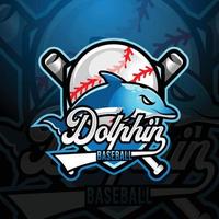 dolphin mascot baseball team logo design vector with modern illustration concept style for badge, emblem and tshirt printing. modern dolphin shield logo illustration for sport, gamer, streamer