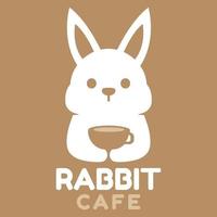 Modern mascot flat design simple minimalist cute rabbit bunny logo icon design template vector with modern illustration concept style for cafe, coffee shop, restaurant, badge, emblem and label