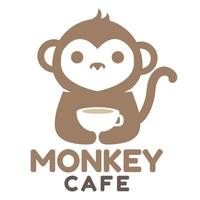 Modern mascot flat design simple minimalist cute monkey logo icon design template vector with modern illustration concept style for cafe, coffee shop, restaurant, badge, emblem and label