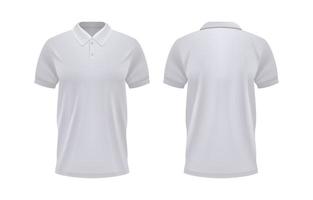 3d realista blanco polo camisa modelo vector