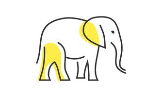 ilustración vector de elefante con línea Arte estilo