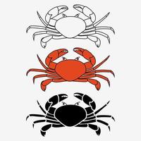 Crab icon vector illustration set for restaurant menu